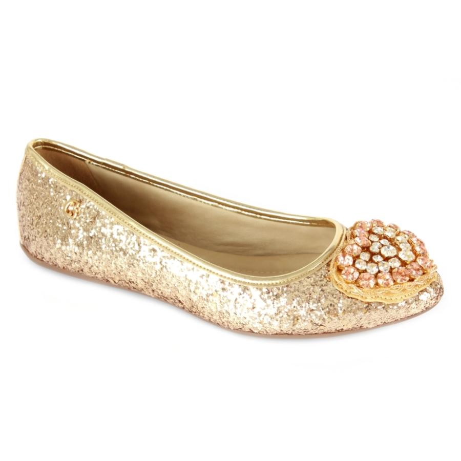 BALLERINA DORADA ESCARCHADA CON CRISTALES