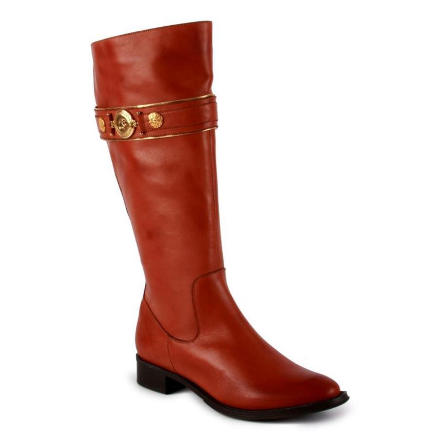 BOTA DE CUERO CARAMELO CON HEBILLA