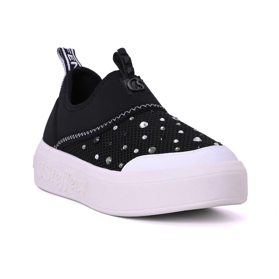 ZAPATILLA NEGRA CON CRISTALES
