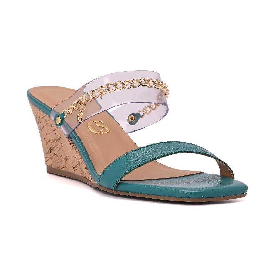SANDALIA CON TRANSPARENCIA Y CADENA