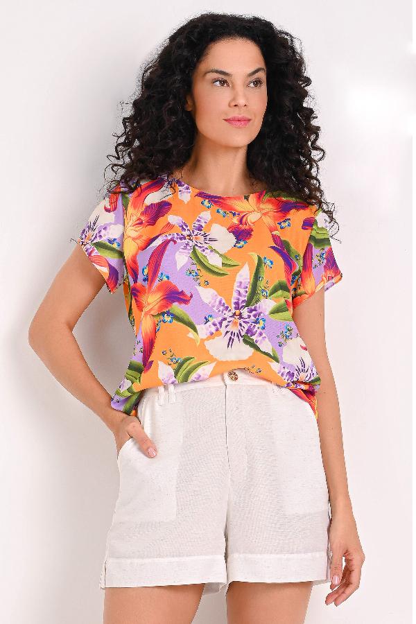 BLUSA CON ESTAMPADO CARMEN STEFFENS ALTO VERANO 2023
