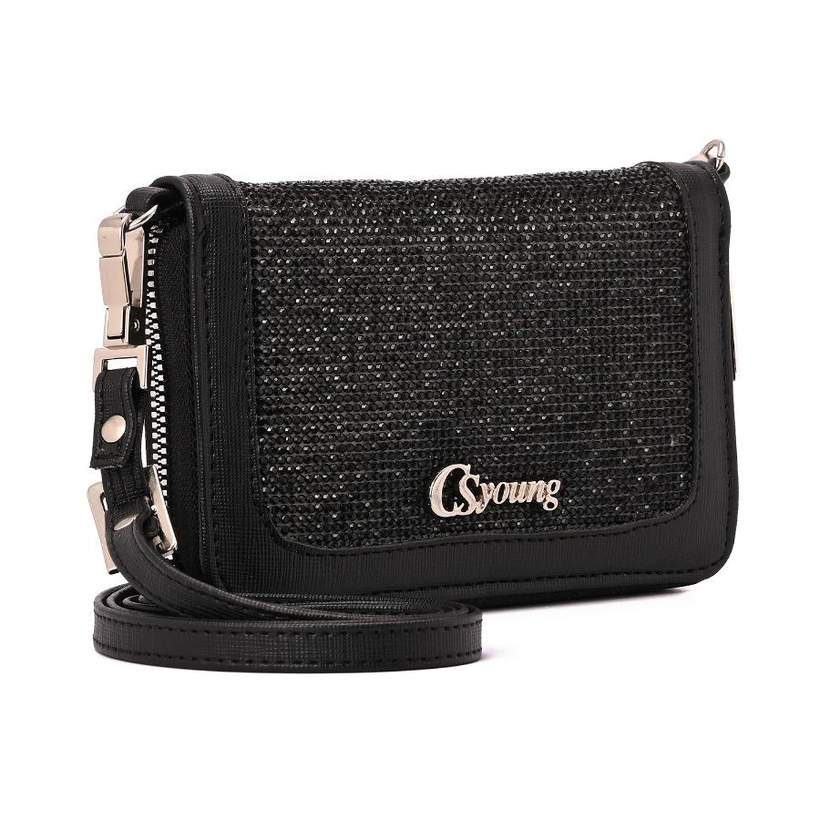 BILLETERA NEGRA CON CRISTALES CS YOUNG ALTO VERANO 2023