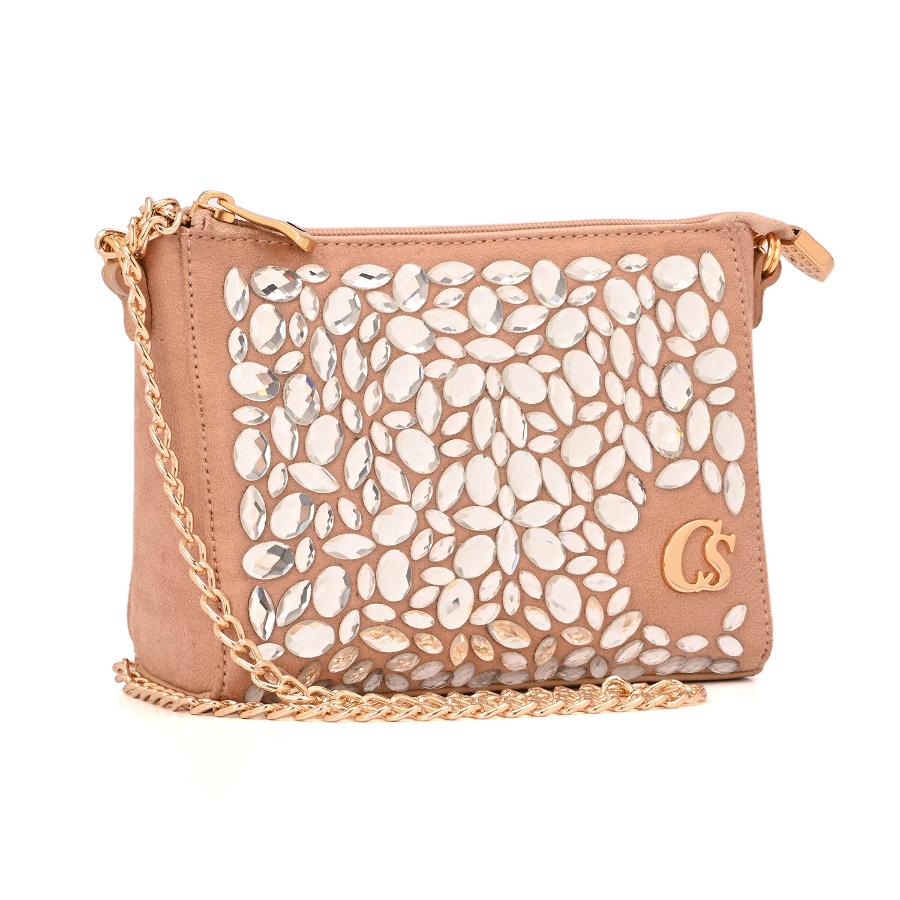 MINI BAG NUDE CON CRISTALES