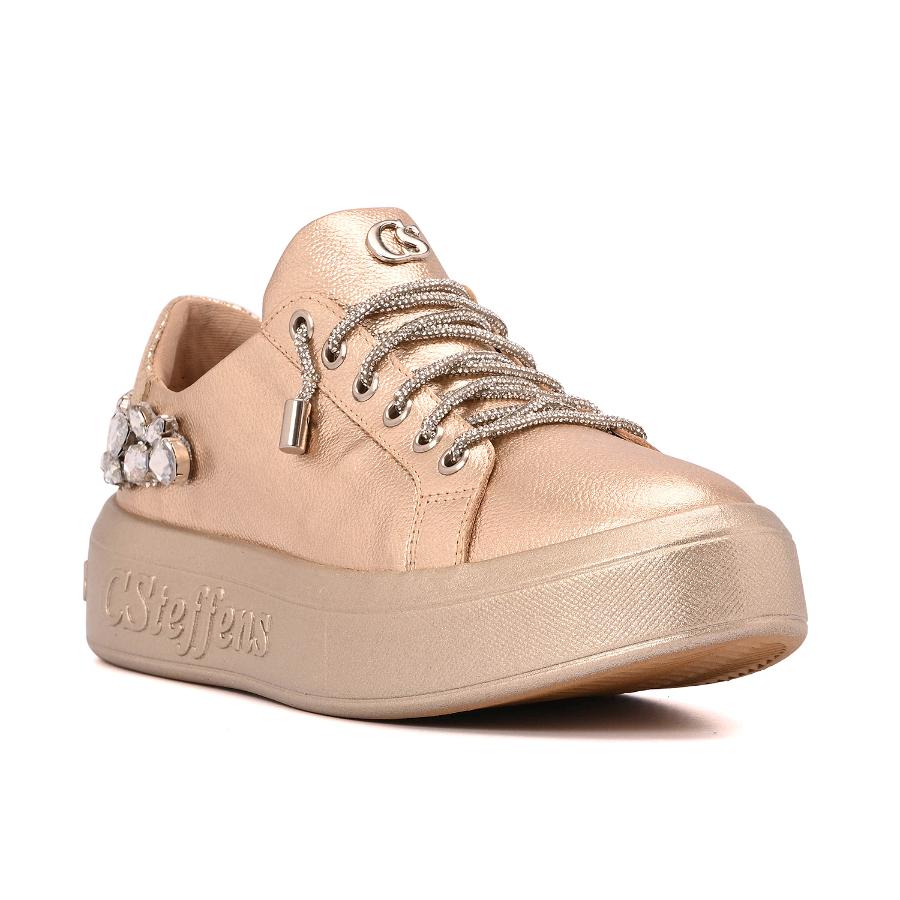 ZAPATILLA DORADA CON CRISTALES