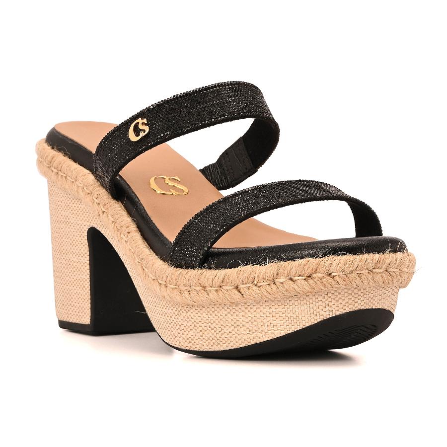 SANDALIA ZUECO NEGRO CON BRILLO