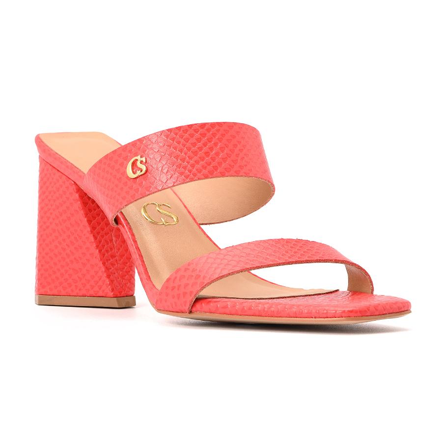 SANDALIA ROJA TACO GEOMETRICO