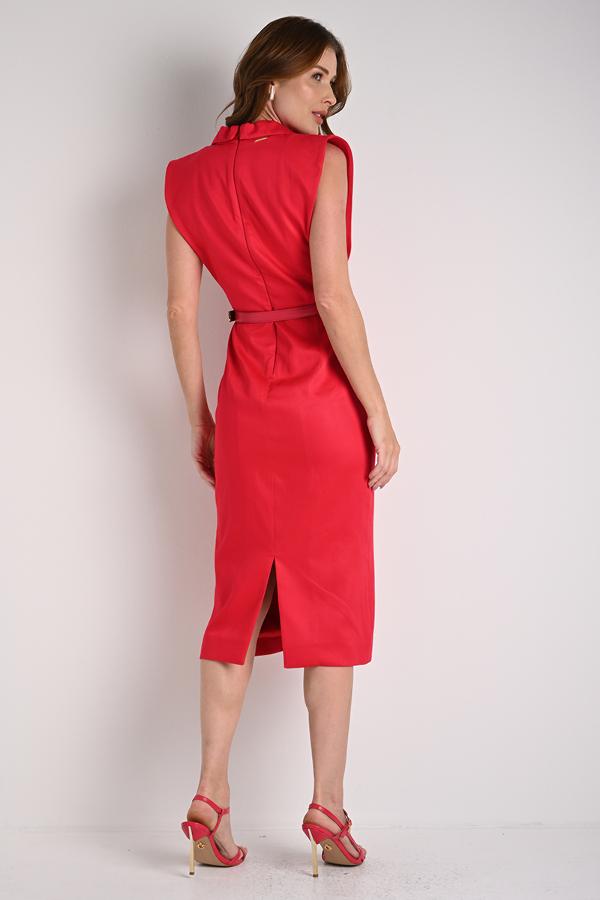 VESTIDO ROJO CON CINTURON