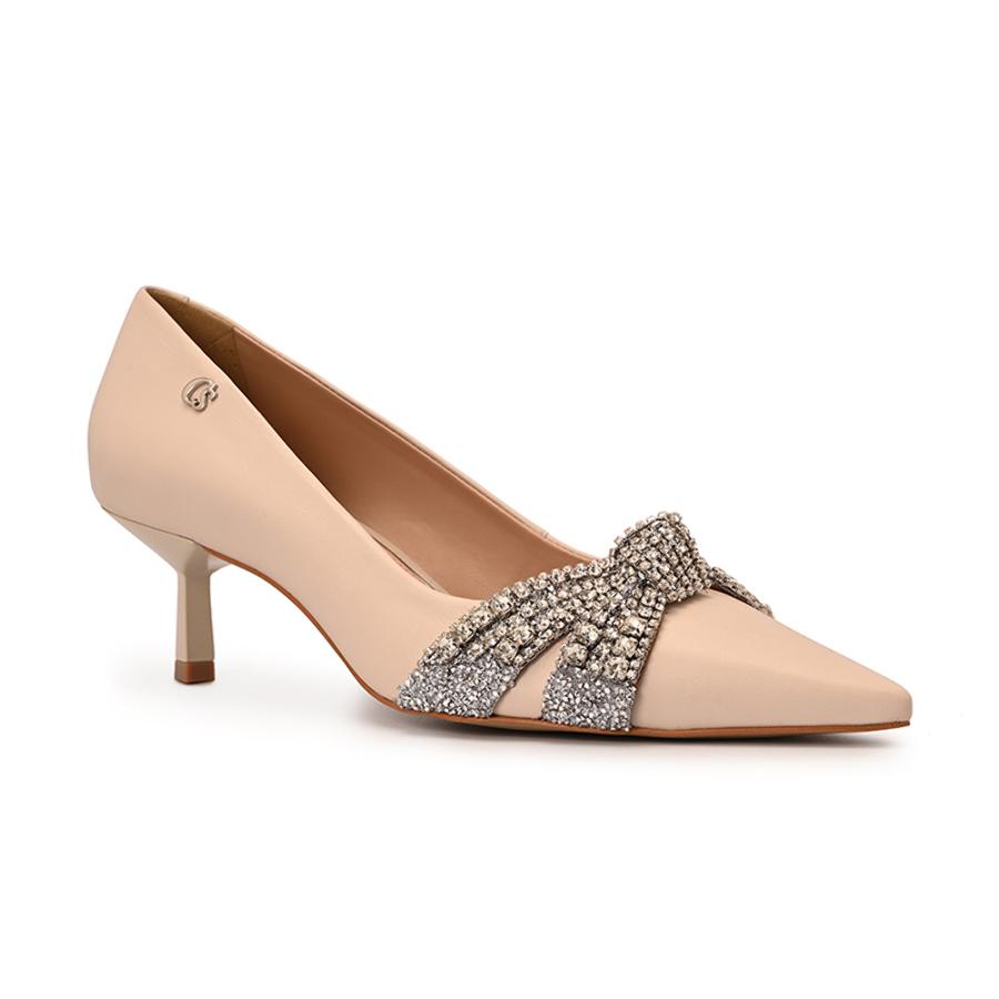 STILETTO OFF WHITE LAZO CON BRILLO