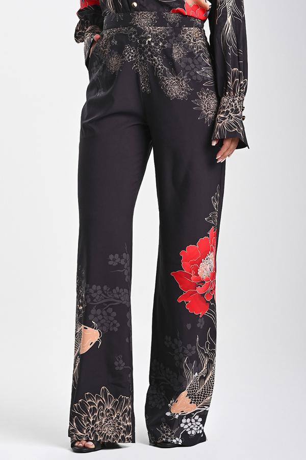 PANTALON CON ESTAMPADO FLOR ORIENTAL