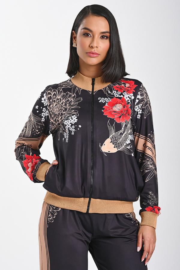 CHAQUETA TIPO BOMBER FLOR ORIENTAL