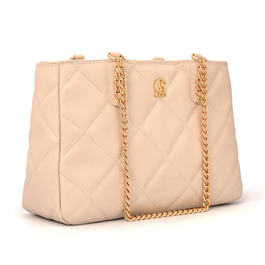 CARTERA BEIGE CON CADENAS CS CLUB