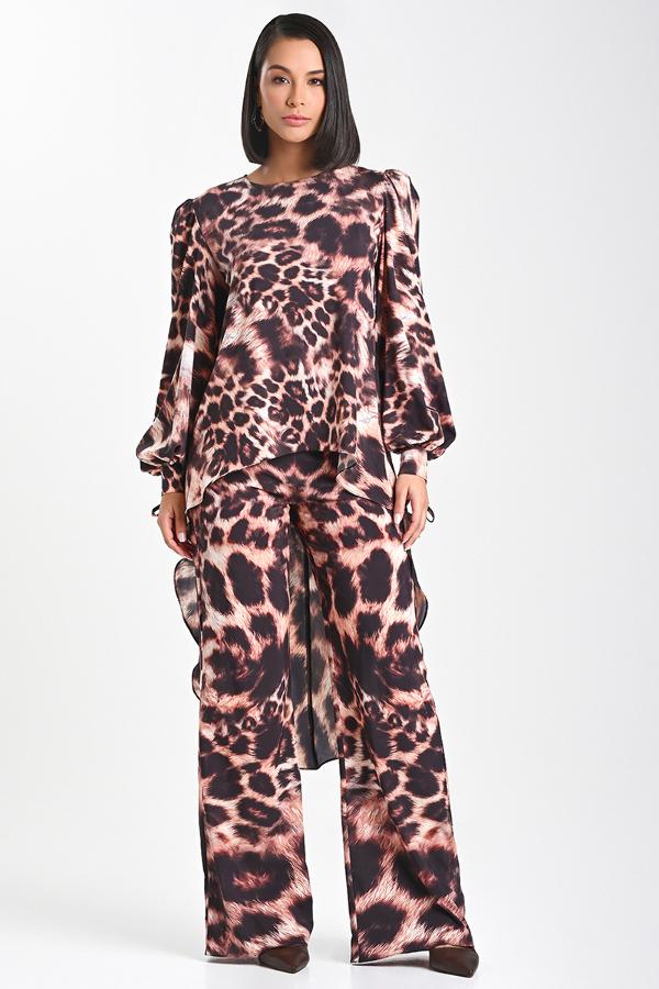 BLUSA ANIMAL PRINT MANGA PRINCESA