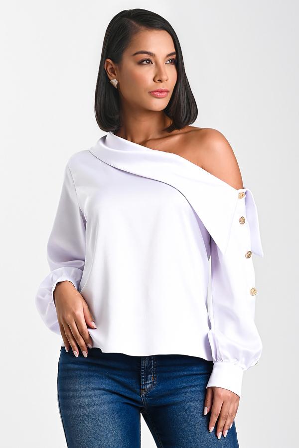 BLUSA ASIMETRICA CON BOTONES