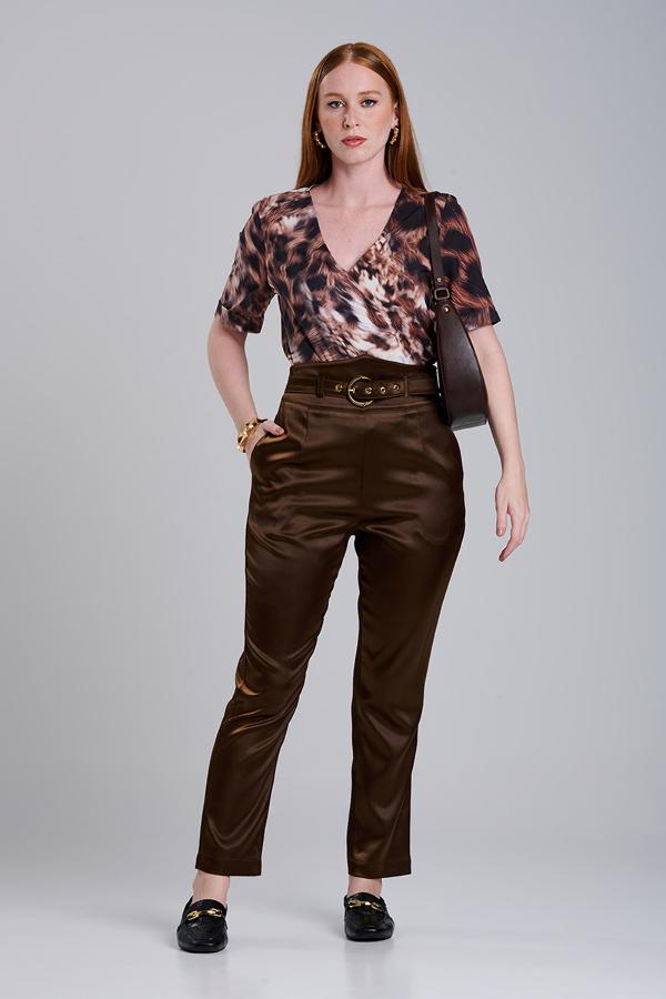PANTALON SATINADO CON CINTURON