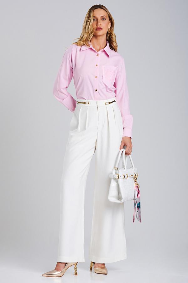 PALAZZO BEIGE CON ACCESORIO