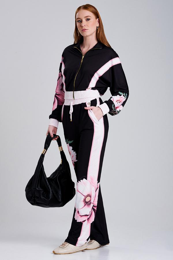 CHAQUETA BOMBER CON ESTAMPADO FLOR