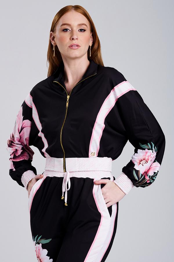 CHAQUETA BOMBER CON ESTAMPADO FLOR
