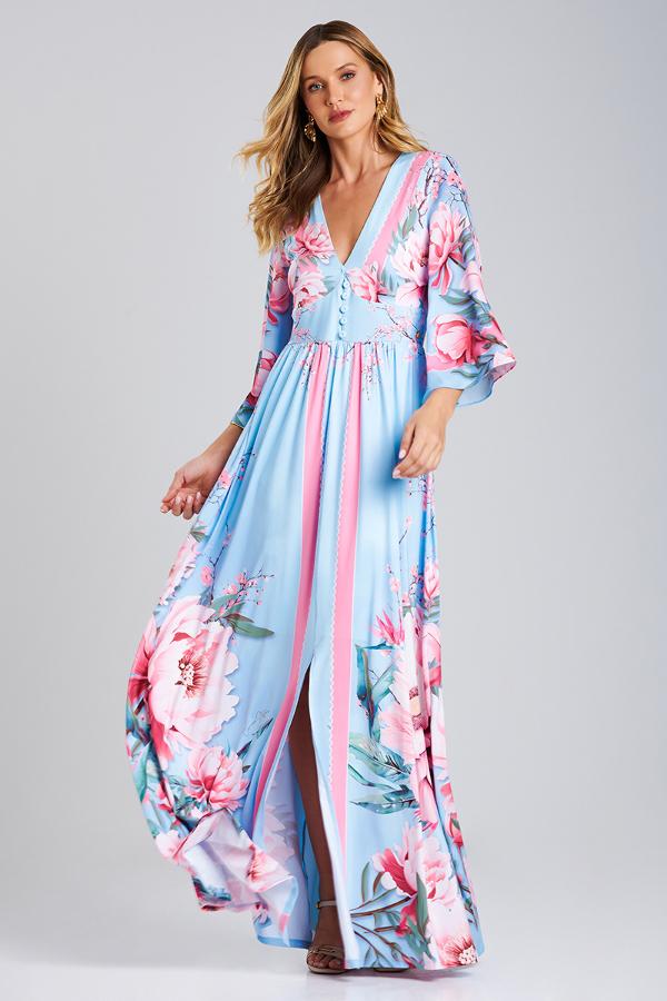 VESTIDO CON ESTAMPADO CUELLO V