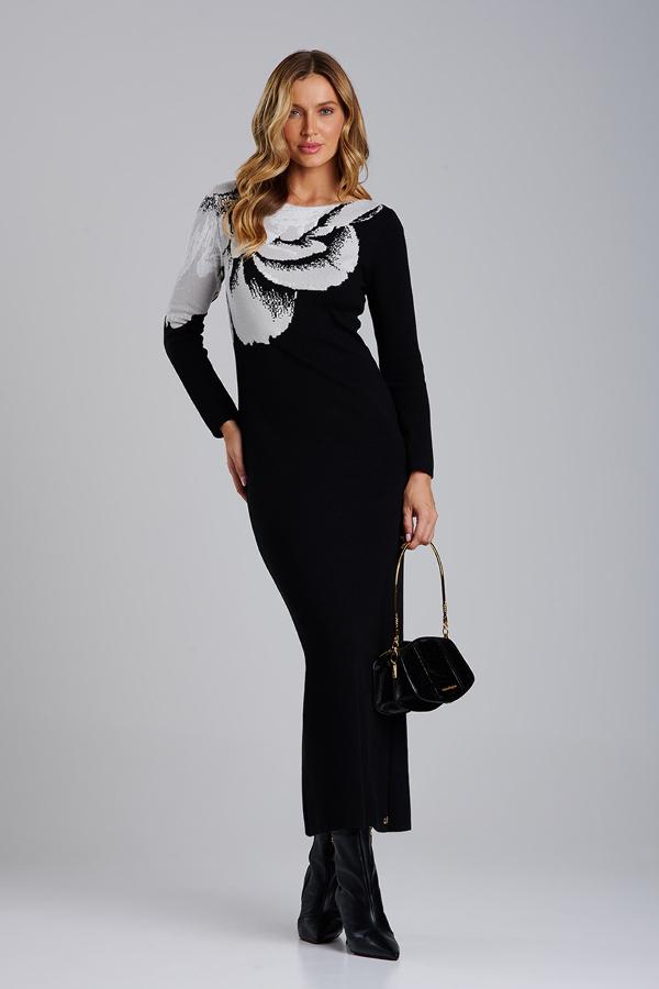 VESTIDO BICOLOR CON ABERTURA