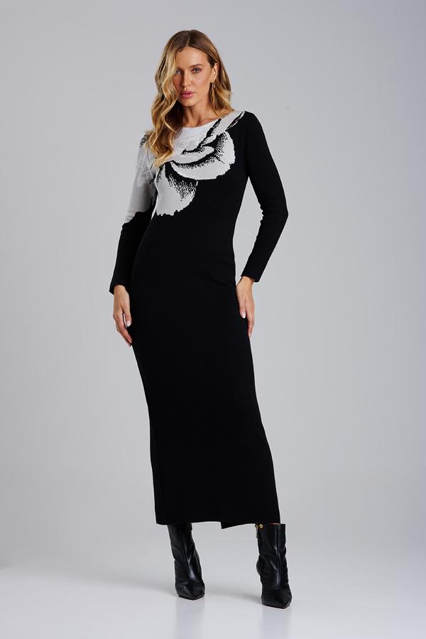 VESTIDO BICOLOR CON ABERTURA