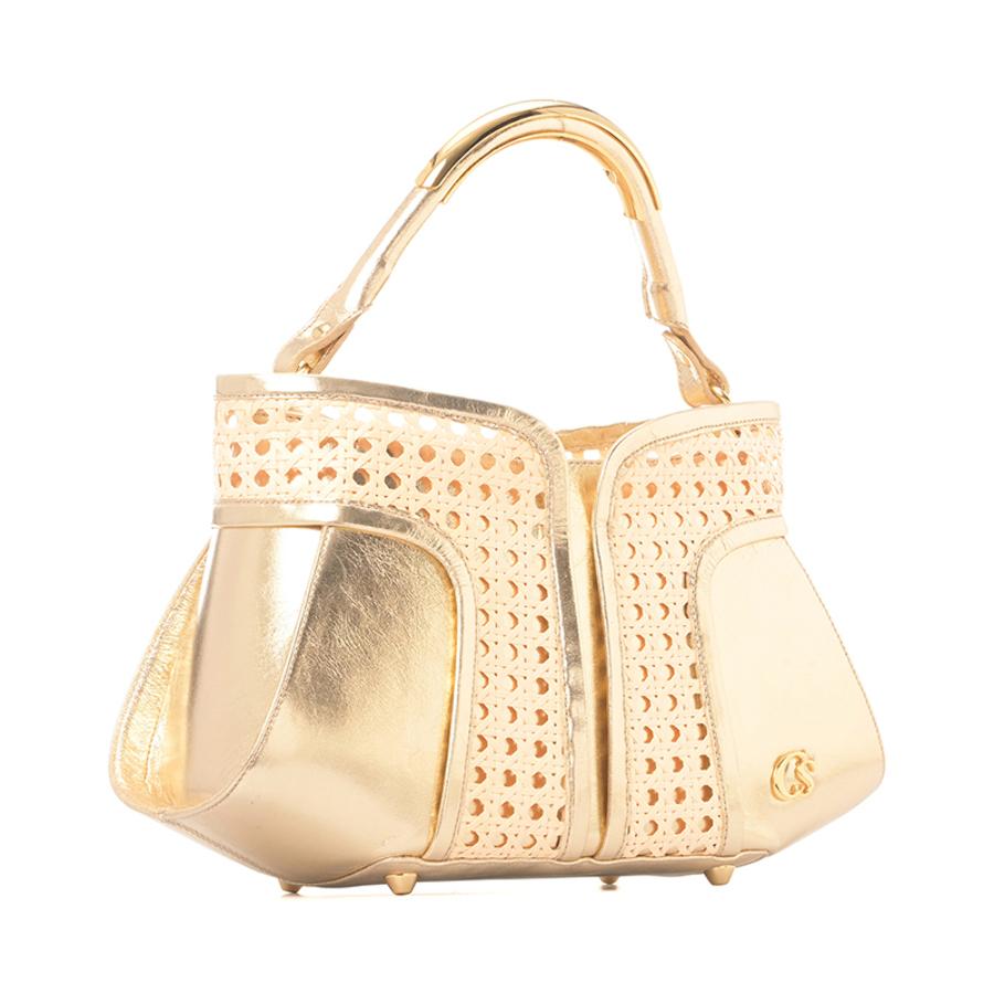 CARTERA DORADA CON TEJIDO