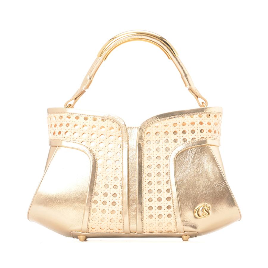 CARTERA DORADA CON TEJIDO