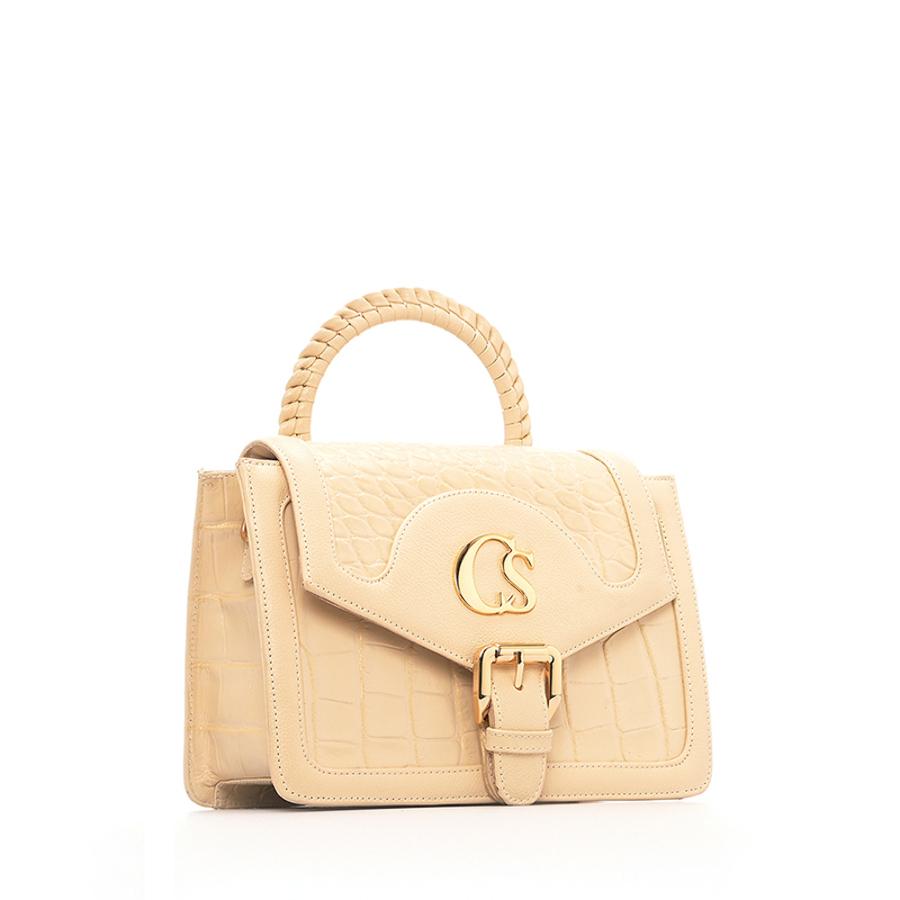 CARTERA BEIGE CON DISEÑO CS