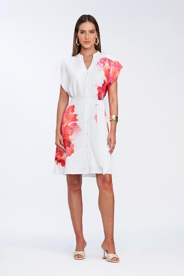 VESTIDO CUELLO V CON ESTAMPADO