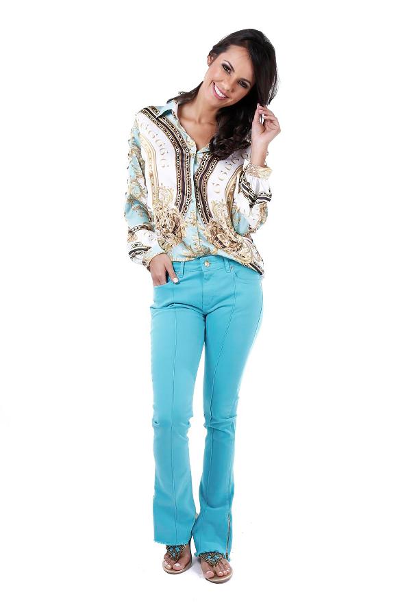 PANTALON TURQUESA BOTA CAMPANA