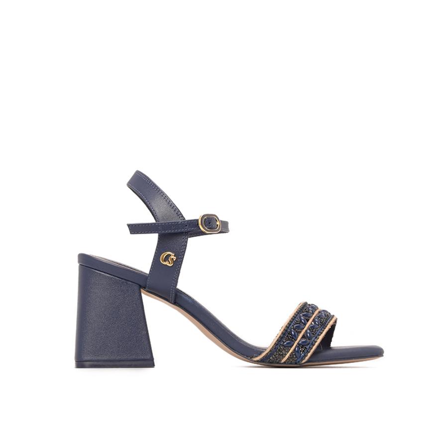 SANDALIA AZUL TACO CUADRADO