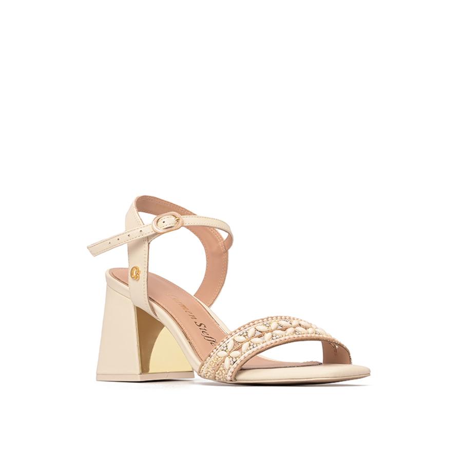 SANDALIA OFF WHITE TACO CUADRADO