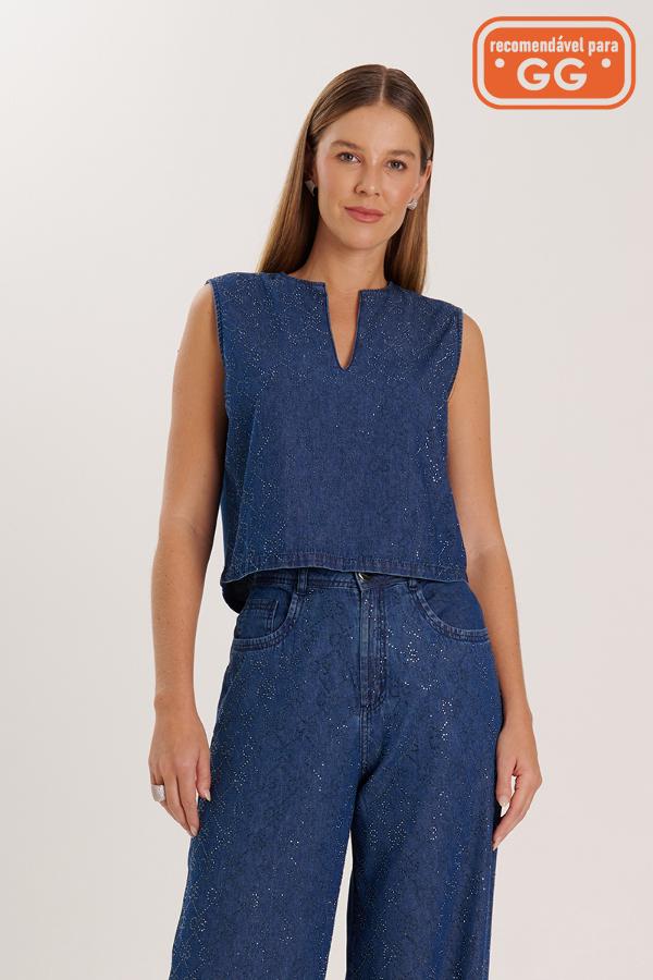 BLUSA DE MEZCLILLA CON BRILLO