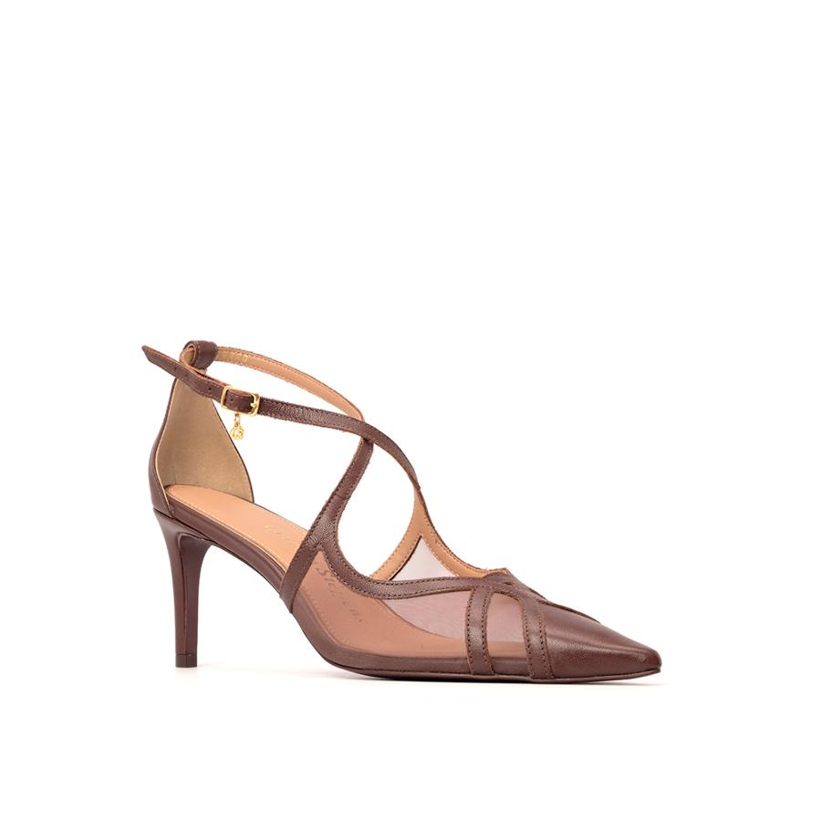 STILETTO MARRON CON TRANSPARENCIA