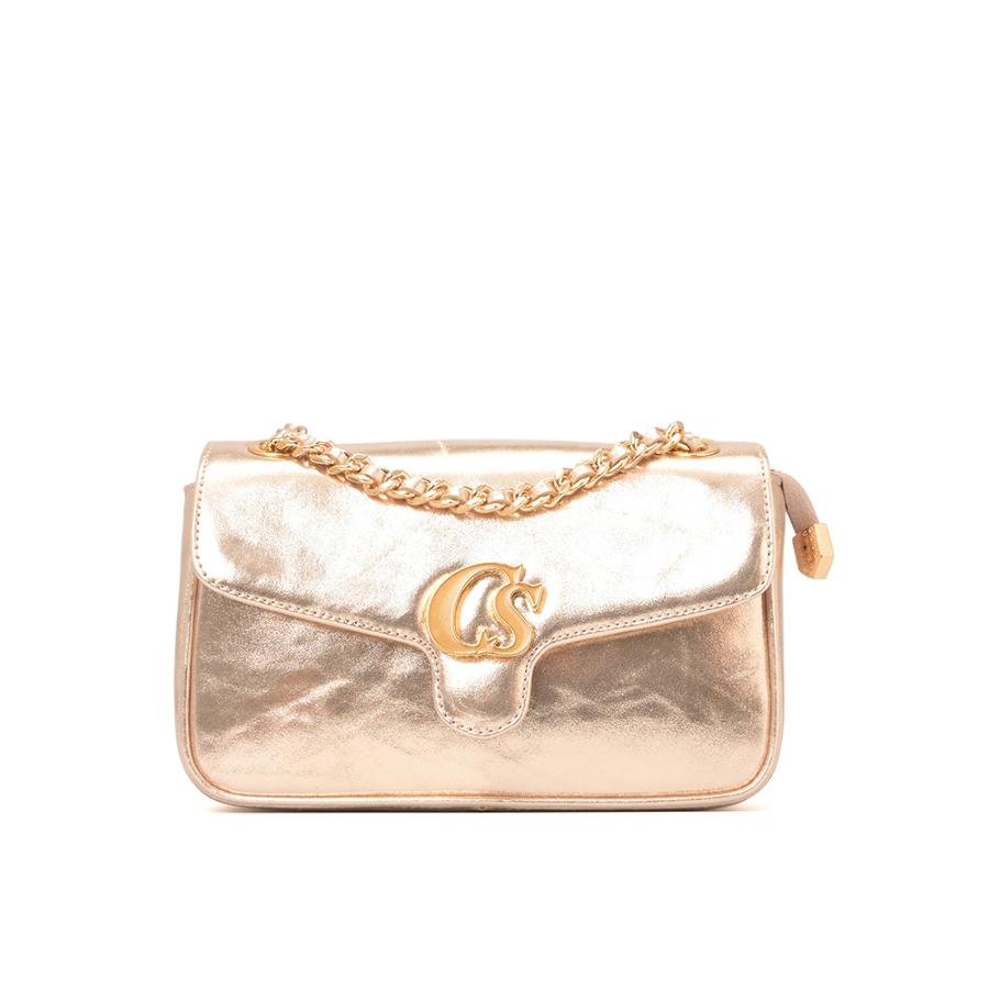 CARTERA DORADA CON ASA DE CADENA