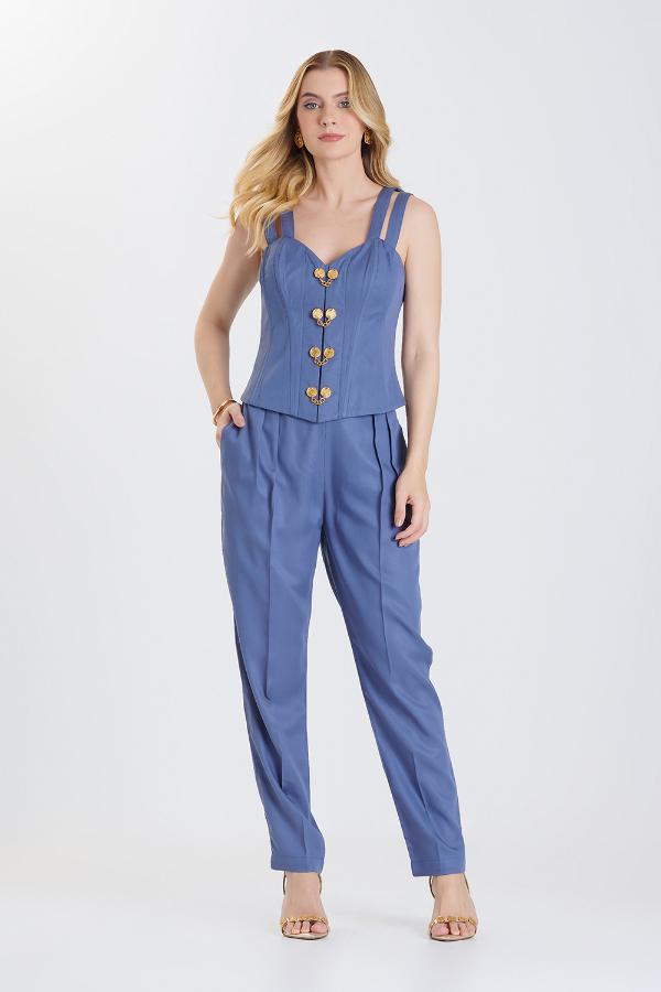 TOP TIPO CORSET AZUL ACERO