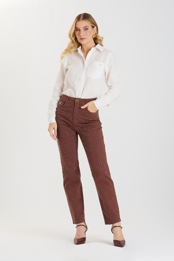 PANTALON MARRON CON BRILLOS CS