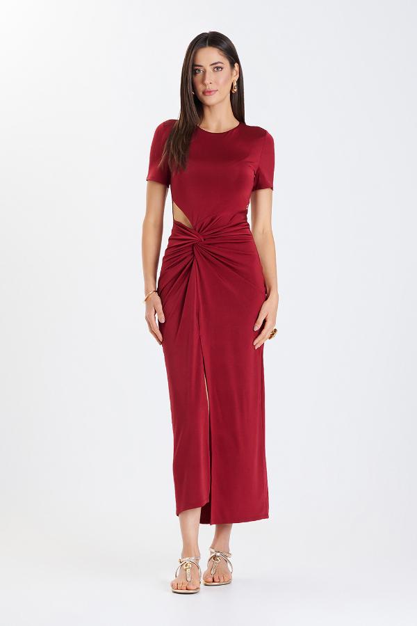 VESTIDO BURDEO CON DRAPEADO