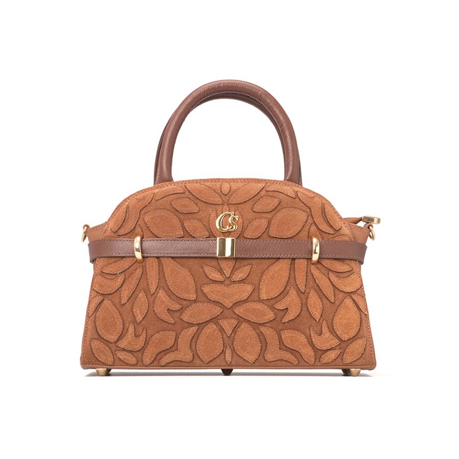 CARTERA CON GAMUZA Y ESTAMPADO