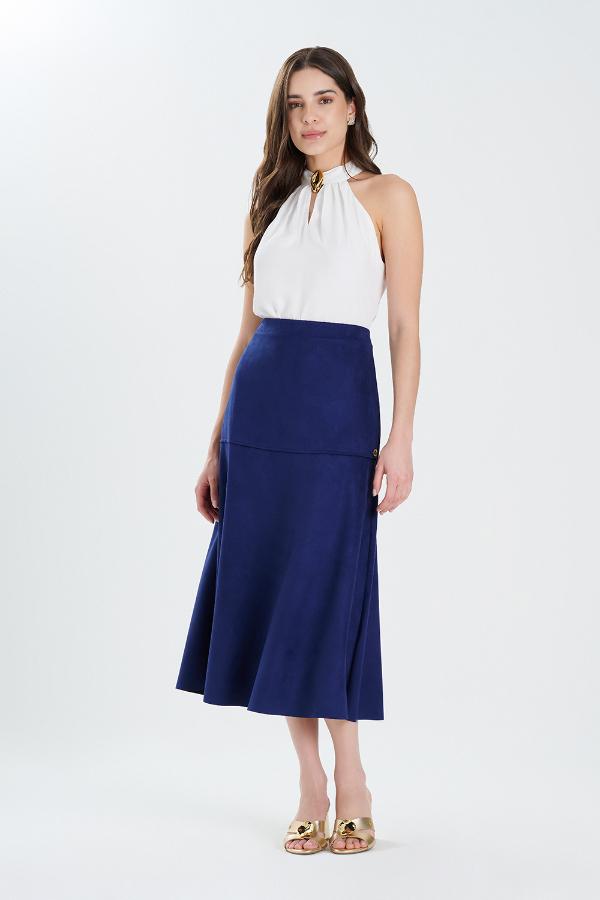 BLUSA BLANCA CUELLO MAO CON ACCESORIO