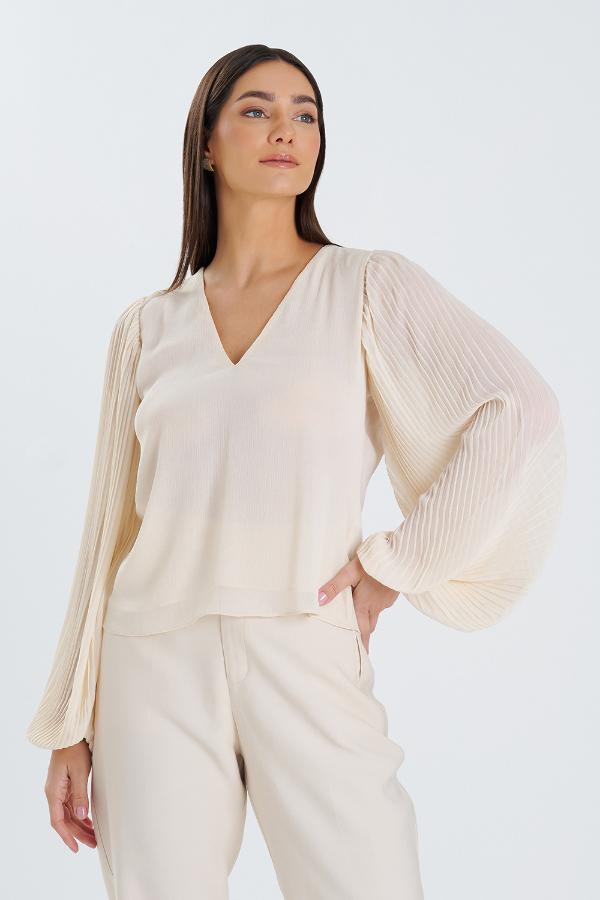 BLUSA BEIGE MANGA GLOBO