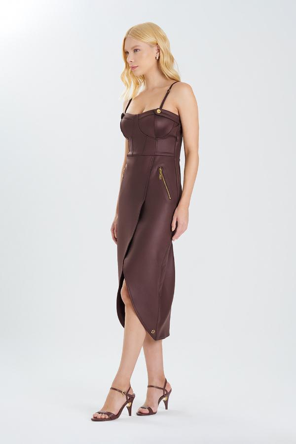 VESTIDO MARRON CON CINTURON