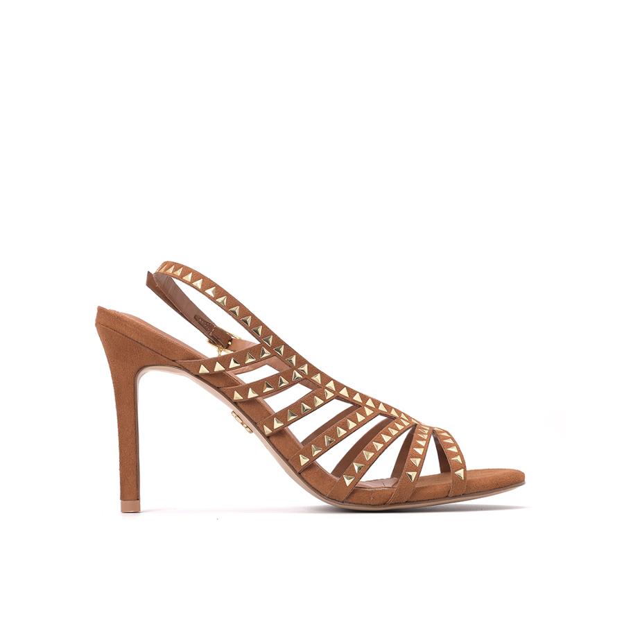 SANDALIA CAMEL CON TACHAS