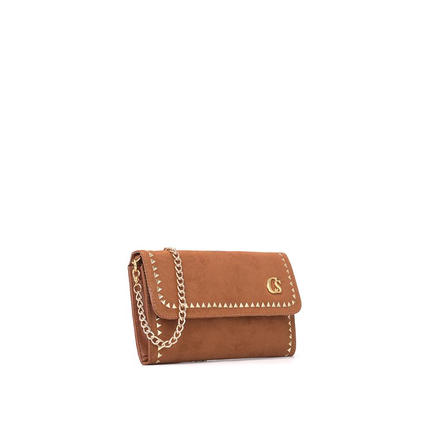 CLUTCH CAMEL DE GAMUZA