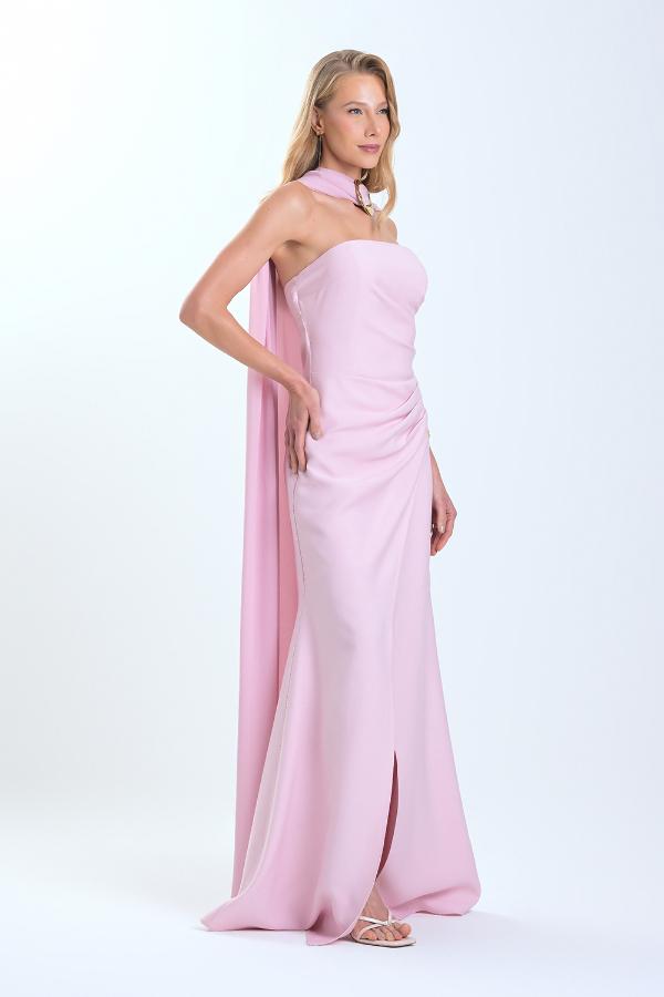 VESTIDO DRAPEADO CON ACCESORIO