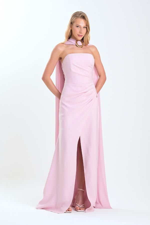 VESTIDO DRAPEADO CON ACCESORIO