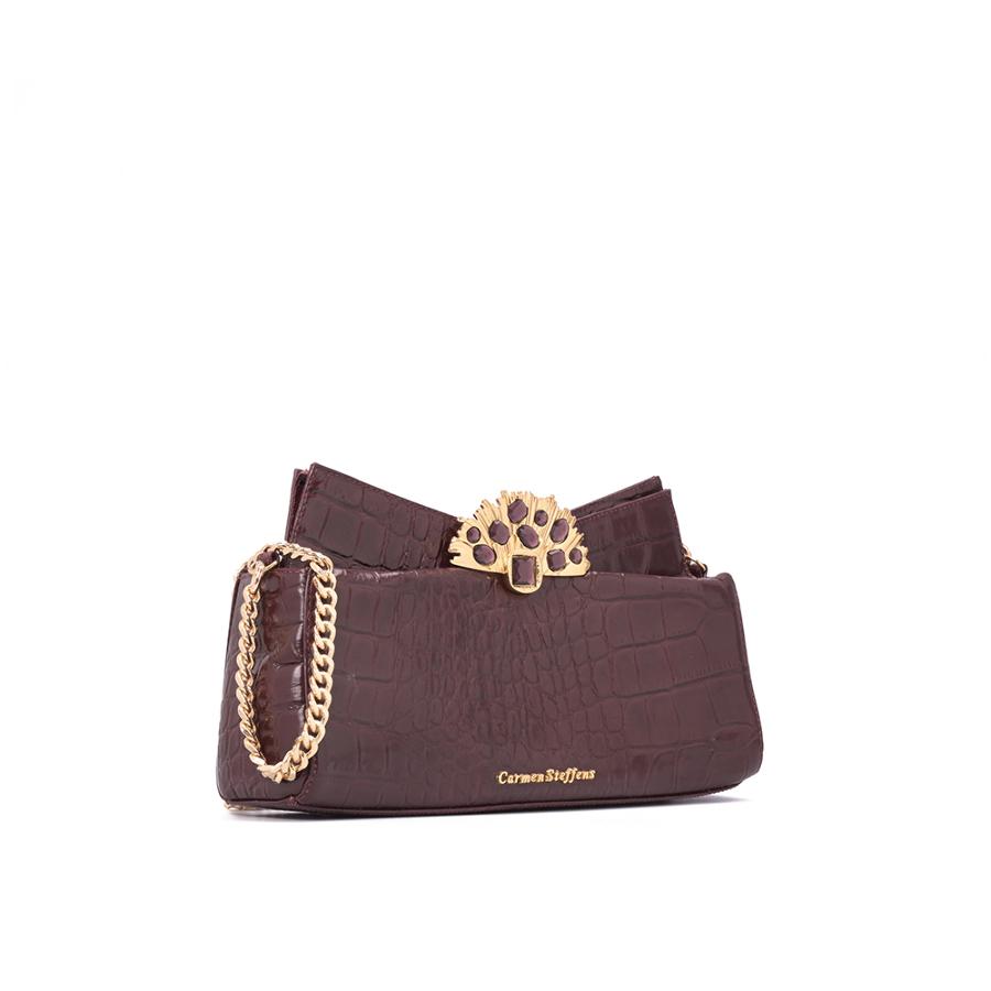 CARTERA BURDEO CON TEXTURA Y ACCESORIO