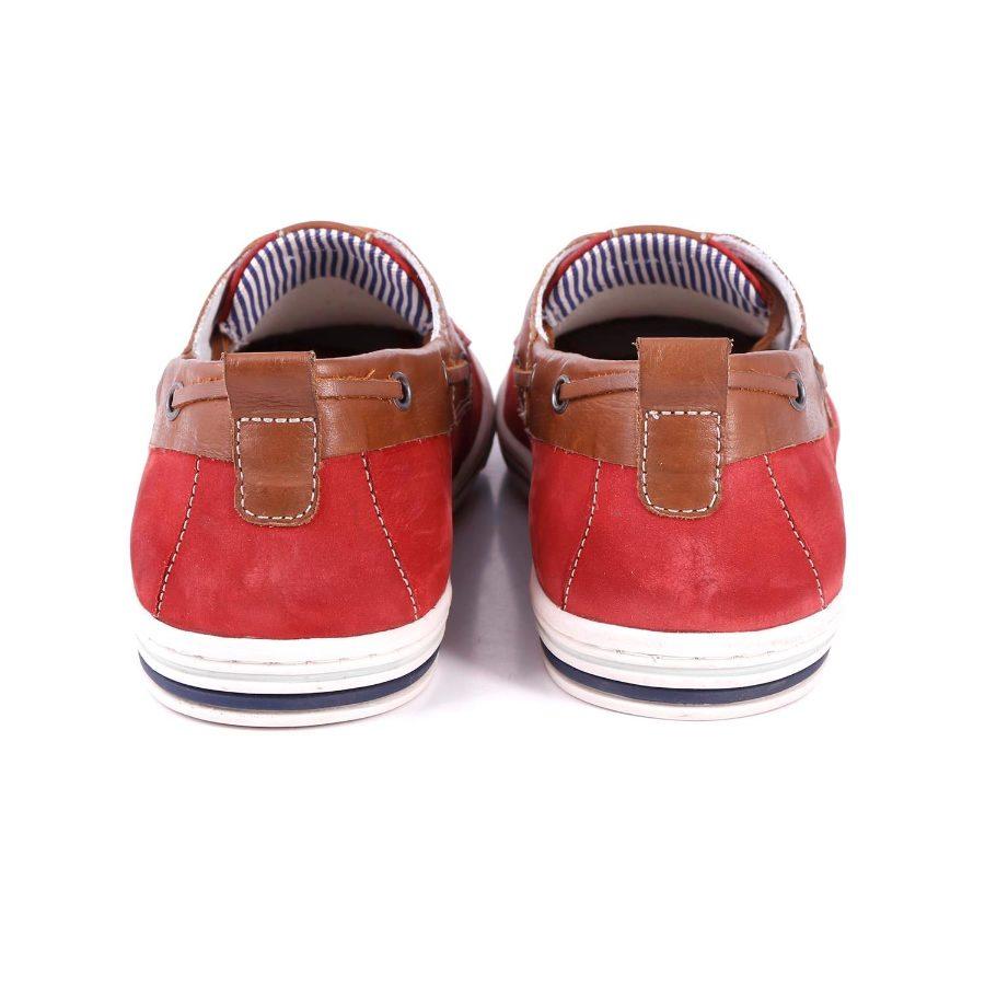 Mocasín rojo y marrón con cordones