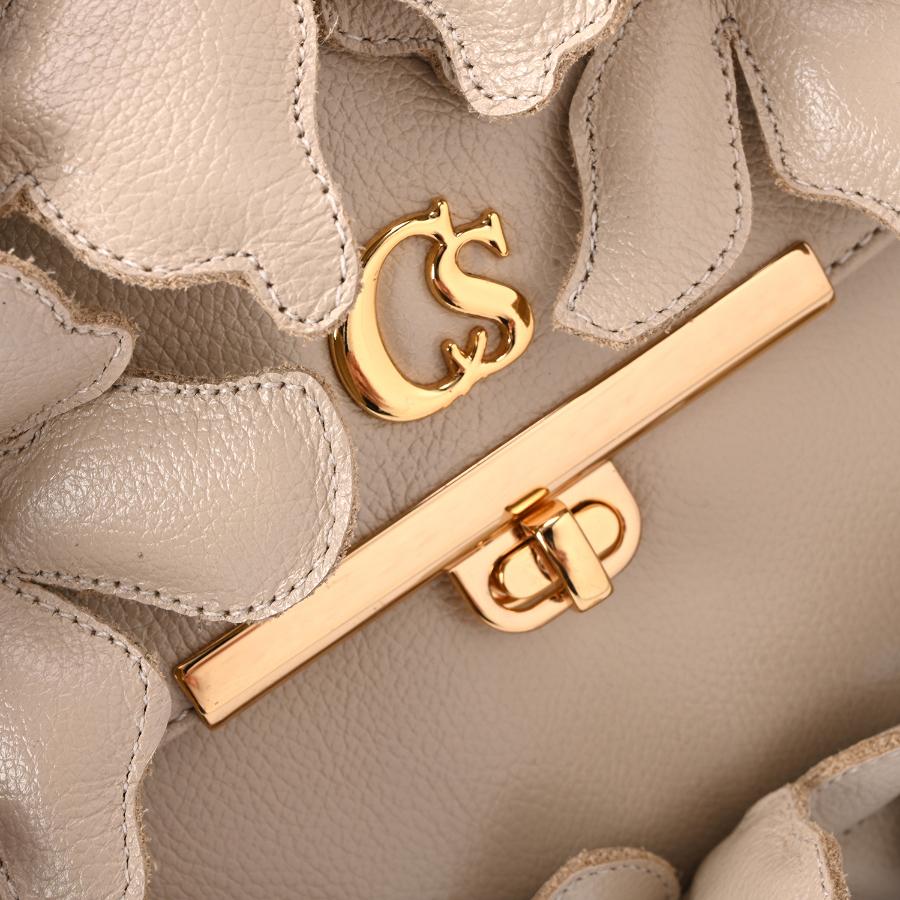 CARTERA BEIGE CON FLORES CS