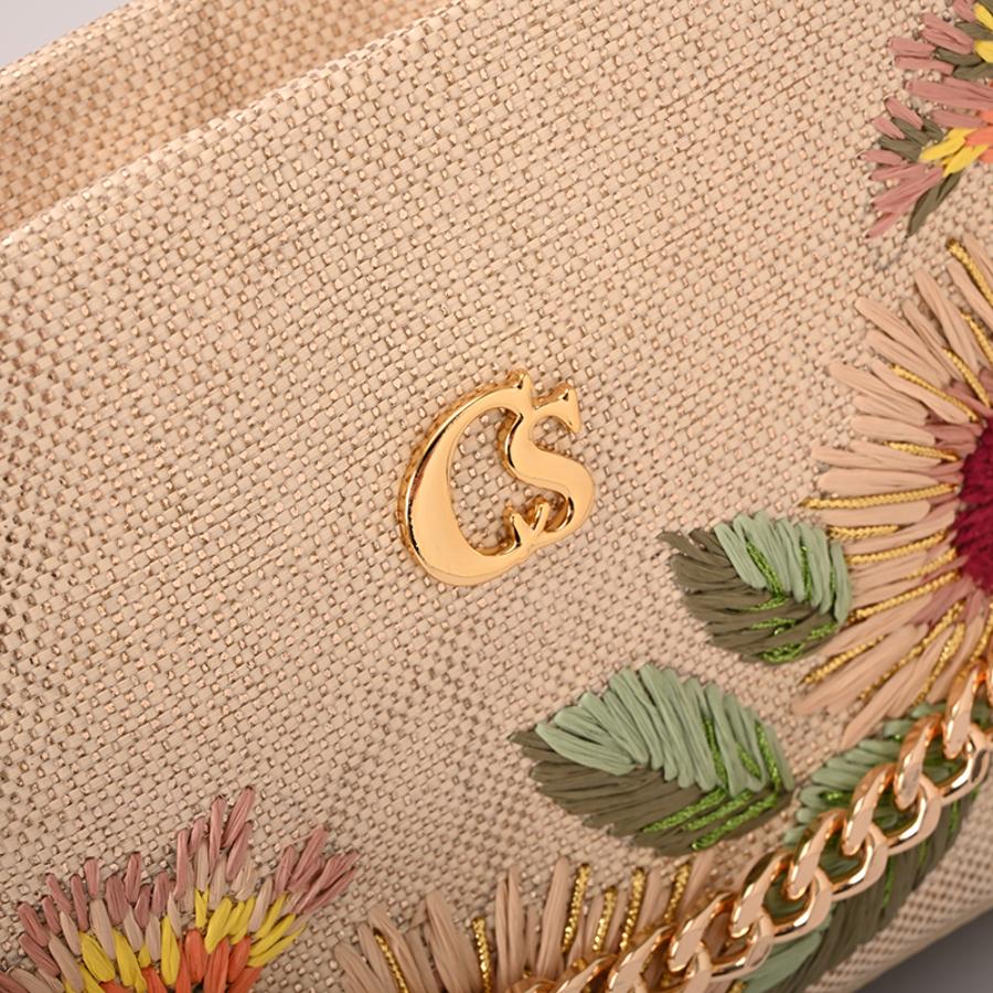 CARTERA BEIGE CON DISEÑO BORDADO