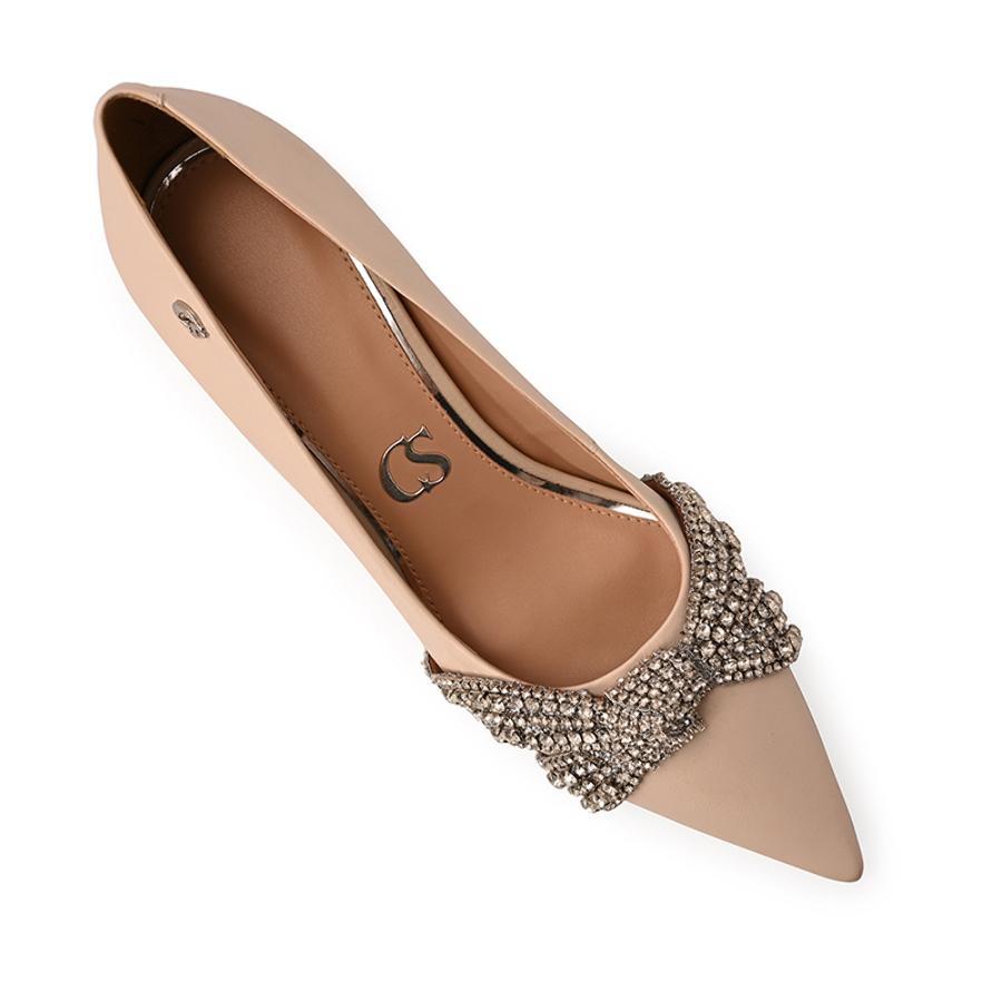 STILETTO OFF WHITE LAZO CON BRILLO